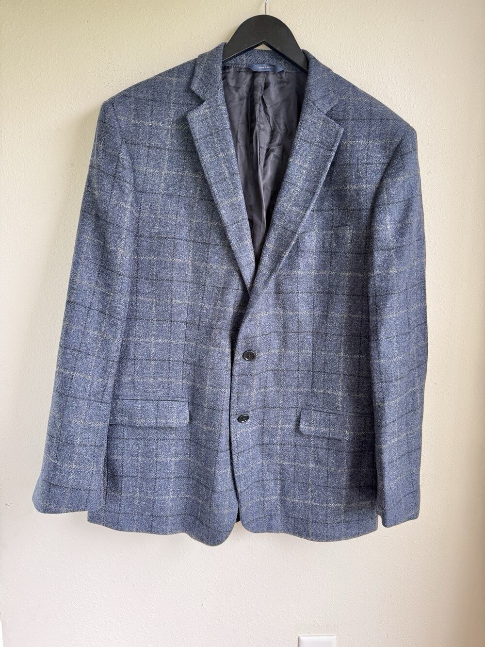 Brooks Brothers Blazer Mens 46R Navy Regent Windowpane Sport Coat